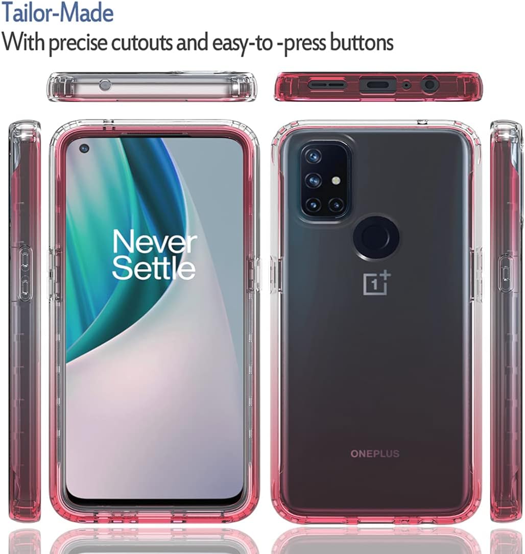 Vavies Compatible with Oneplus Nord N10 5G Case, Oneplus Nord N10 5G Phone Case for Girls Women, Full Body Shockproof Clear Soft Flexible TPU Protective Cover Cases for Oneplus Nord N10 5G (Red)  Vavies   