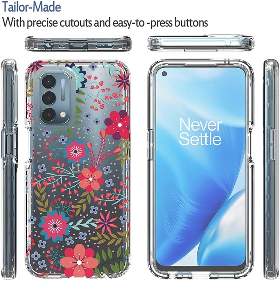 Vokuha Case for Oneplus Nord N200 5G, Oneplus N200 5G Case for Girls, Cute Floral Crystal Clear TPU Bumper Shockproof Protective Armor Cover for Oneplus Nord N200 5G (Floral Prints)  Vokuha   