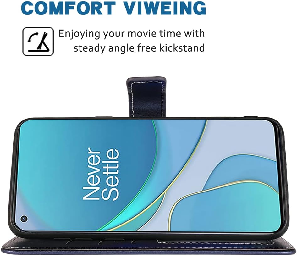 FDCWTSH Compatible with Oneplus 8T Oneplus8T plus 5G Wallet Case Wrist Strap Lanyard Flip Cover Card Holder Cell Phone Cases for One Plus8T on 1 plus 8Tplus 1Plus 8T+ One+ 1+ 1+8T Pro G5 Blue  FDCWTSH   