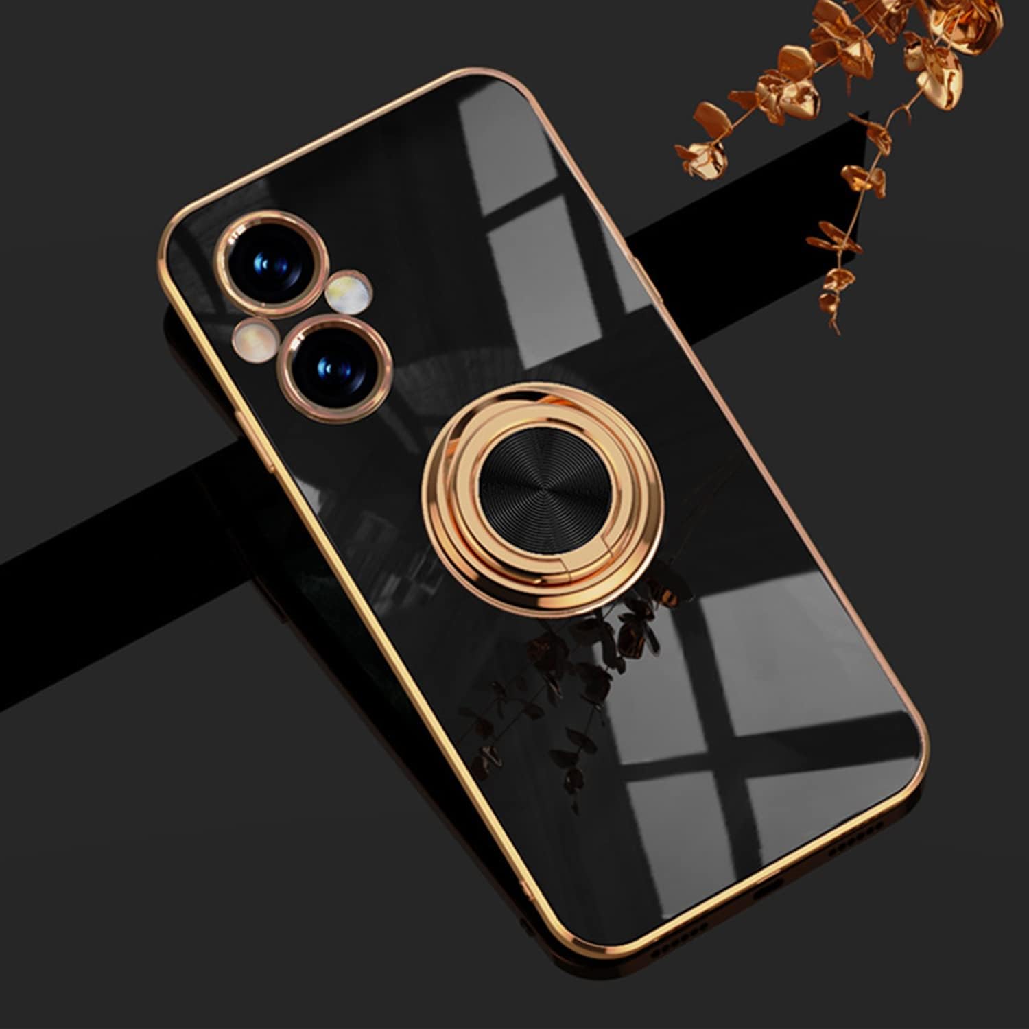 Yarxiawin Compatible for Oneplus Nord N20 5G Case Ring Holder Magnet Silicone, Oneplus N20 5G Case Thin Phone Case Aesthetic Black 360° Rotatable Metal Stand (Black)  Yarxiawin   