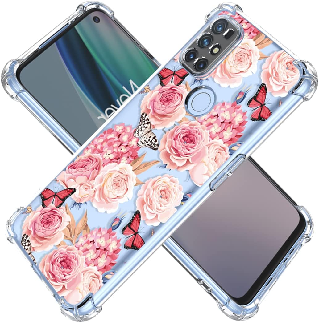 KOARWVC Case for Oneplus Nord N10 5G Case,Oneplus N10 5G BE2029 Case, Crystal Clear Case Gradient Slim anti Scratch TPU Shockproof Protective Phone Cases Cover for Oneplus Nord N10 5G (Purple/Blue)  KOARWVC Flowerbutterfly  