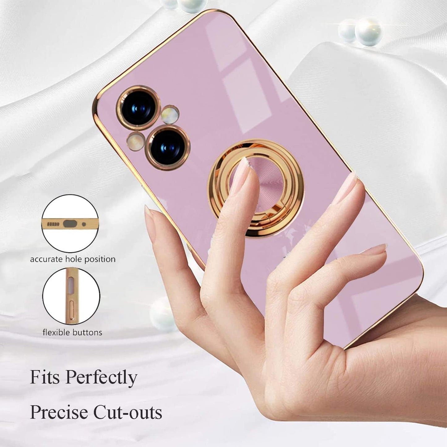 Yarxiawin Compatible for Oneplus Nord N20 5G Case Ring Holder Magnet Silicone, Oneplus N20 5G Case Thin Phone Case Aesthetic Black 360° Rotatable Metal Stand (Purple)  Yarxiawin   