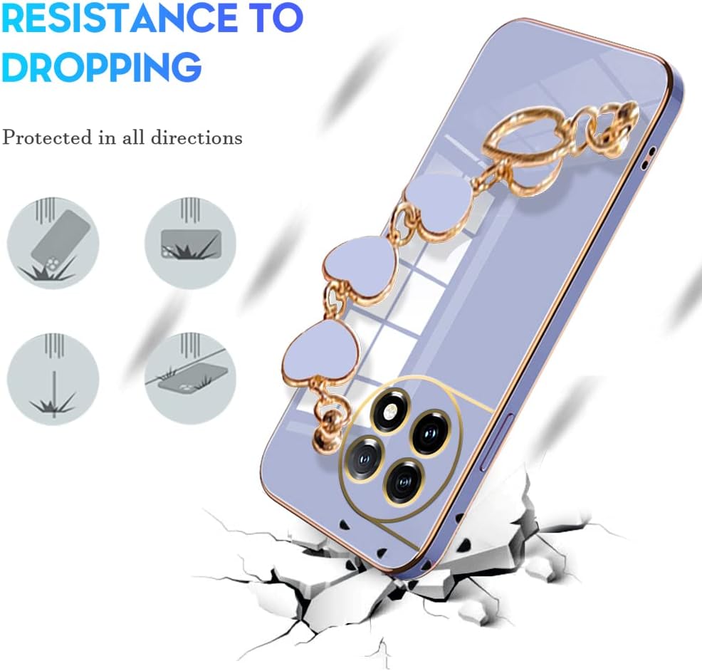 Jancyu Compatible with Oneplus 11 Case Silicone,Shockproof Phone Case for Oneplus11 with Strap Love Slim Protective Accessories Cute Cover for Women Girls (Smoke Purple)  Jancyu   