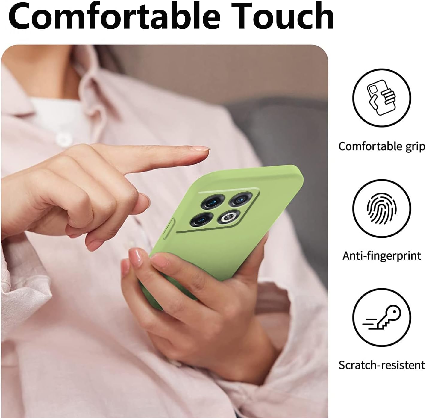 Wousunly Compatible with Oneplus 10 Pro Case Silicone Liquid Pink, Soft Smooth Touch Oneplus 10 Pro Phone Case Silicone Shockproof Thin Cover (Oneplus 10 Pro, Green)  Wousunly   