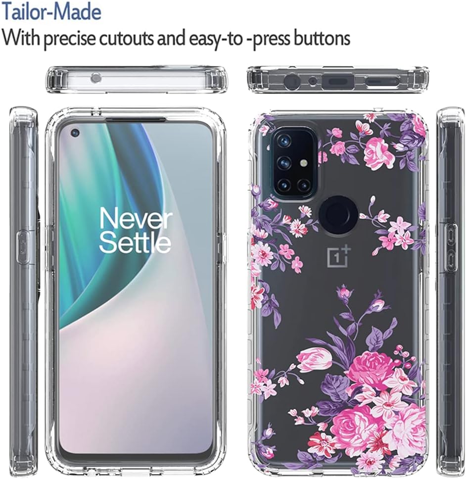 Vokuha Case for Oneplus Nord N10 5G, Oneplus N10 5G Case for Girls, Cute Floral Crystal Clear TPU Bumper Shockproof Protective Armor Cover for Oneplus Nord N10 5G (Rose Flower)  Vokuha   