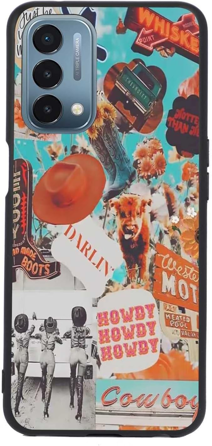 KSHSAA Designed for Oneplus Nord N200 5G Cowhide Case, Cowhide Western Pattern Boho Chic Country Farmgirl for Oneplus Case Women Men, Soft Silicone Shockproof Fashion Case for Oneplus  KSHSAA Southwestern Retro  