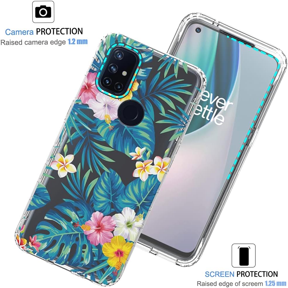 Vokuha Case for Oneplus Nord N10 5G, Oneplus N10 5G Case for Girls, Cute Floral Crystal Clear TPU Bumper Shockproof Protective Armor Cover for Oneplus Nord N10 5G (Flowers & Leaves)  Vokuha   