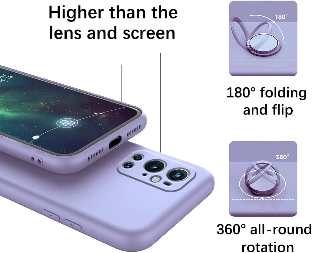 Compatible with Oneplus 9 Pro Case with Creative Astronaut Pattern Holder Green, Oneplus 9 Pro Phone Case with Ring Kickstand Silicone Shockproof Soft TPU Protective Slim Cover (Purple)  Wousunly   