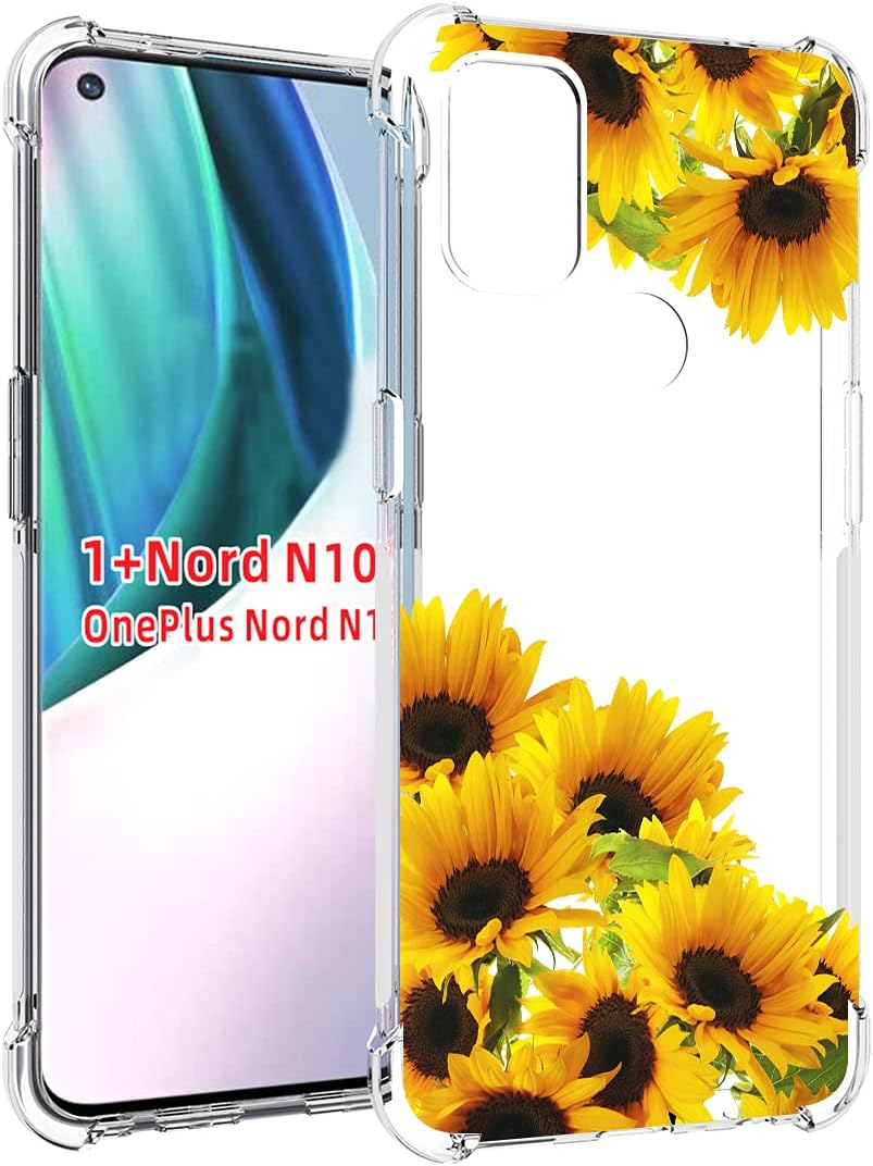 Vokuha for Oneplus Nord N10 5G Case, Oneplus N10 5G Case for Girls Women, Clear Slim Shockproof Pattern Soft Flexible TPU Rubber Back Phone Protective Cover Cases for Oneplus Nord N10 5G (Sunflower)  Vokuha   