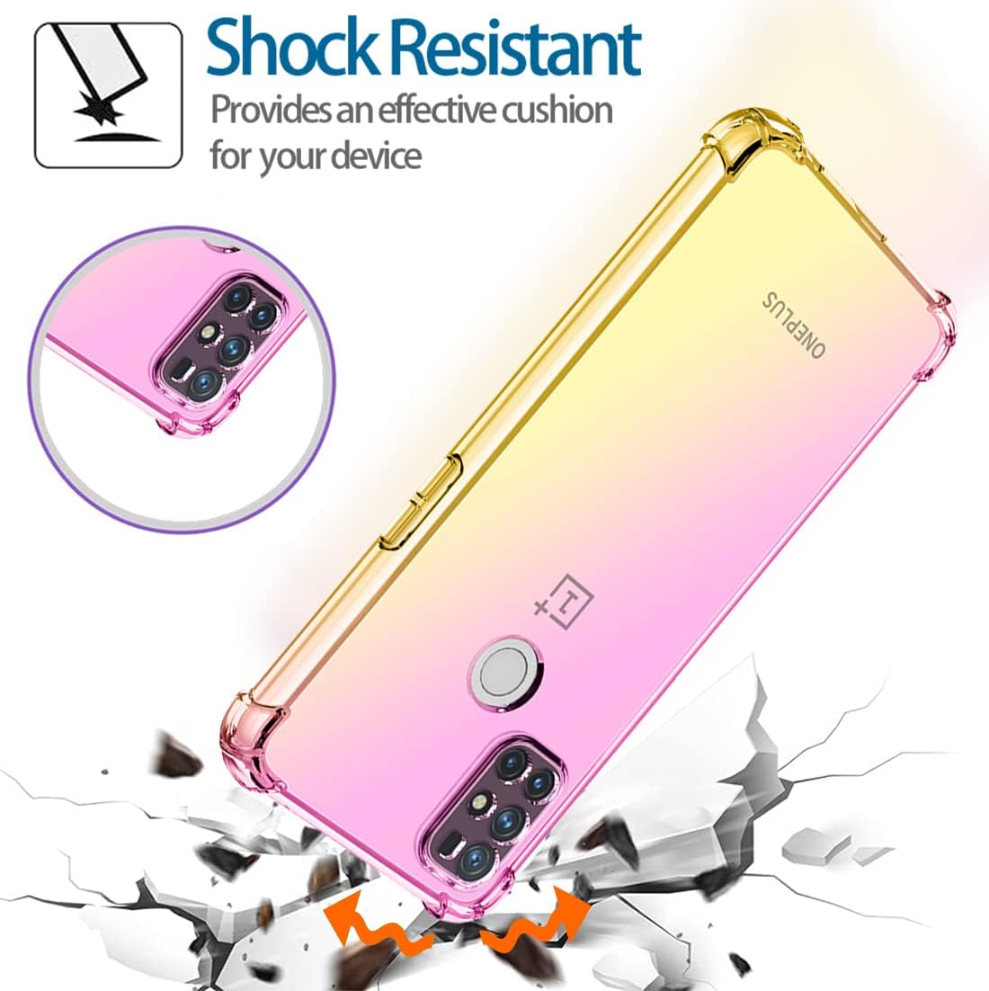 KOARWVC Case for Oneplus Nord N10 5G Case,Oneplus N10 5G BE2029 Case, Crystal Clear Case Gradient Slim anti Scratch TPU Shockproof Protective Phone Cases Cover for Oneplus Nord N10 5G (Pink/Gold)  KOARWVC   