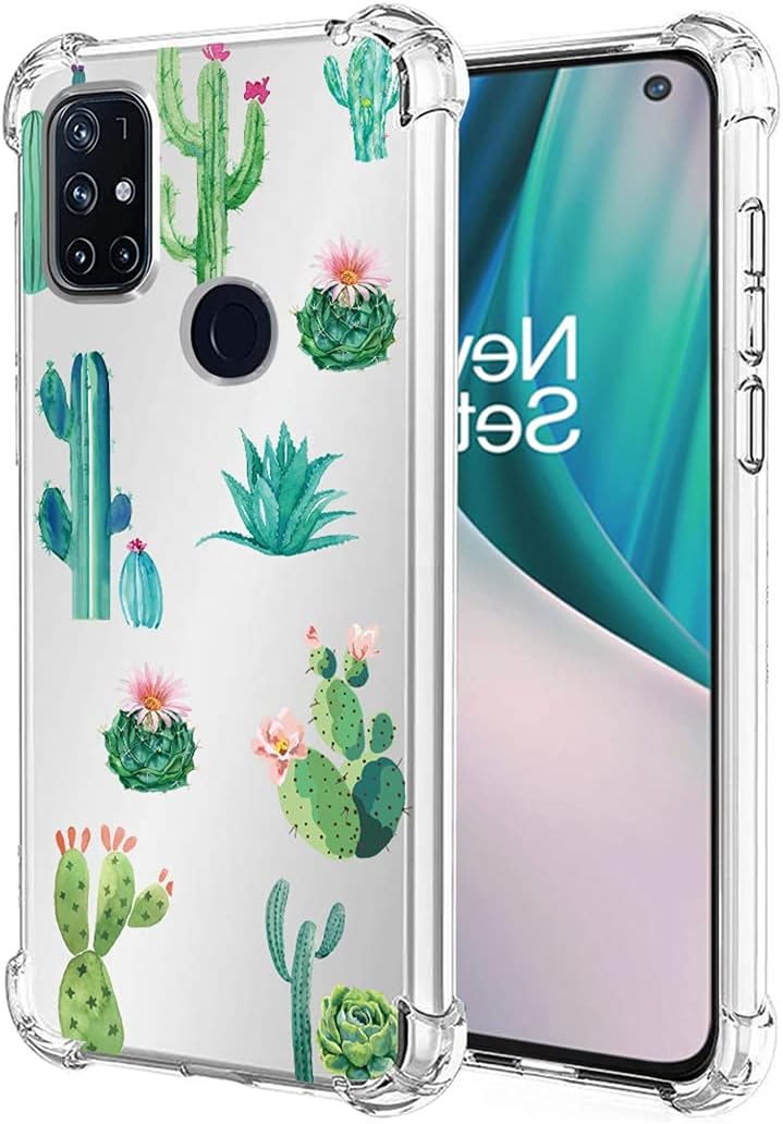 Bohefo Clear Case Compatible with Oneplus Nord N10 5G, Oneplus N10 5G Case for Girls Women, Cute Soft TPU Shockproof Protective Phone Case Cover for Oneplus Nord N10 5G (Butterfly)  Bohefo Cactus  