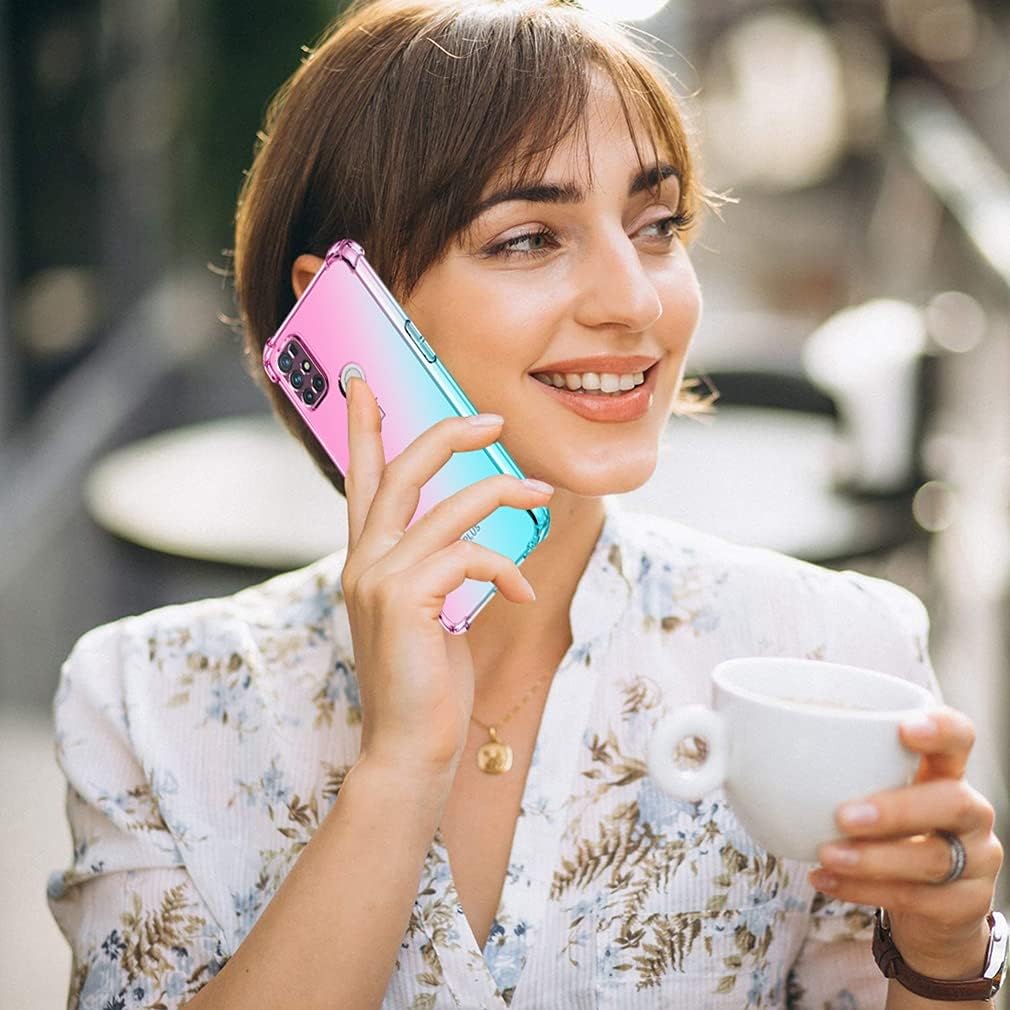 Ueokeird for Oneplus Nord N10 5G [Not Fit for Oneplus Nord N100] Clear Cute Gradient Phone Case Slim anti Scratch Flexible TPU Cover Shockproof Protective Case for Oneplus Nord N10 5G (Pink/Green)  Ueokeird   