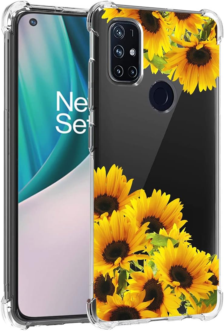 Vokuha for Oneplus Nord N10 5G Case, Oneplus N10 5G Case for Girls Women, Clear Slim Shockproof Pattern Soft Flexible TPU Rubber Back Phone Protective Cover Cases for Oneplus Nord N10 5G (Sunflower)  Vokuha   