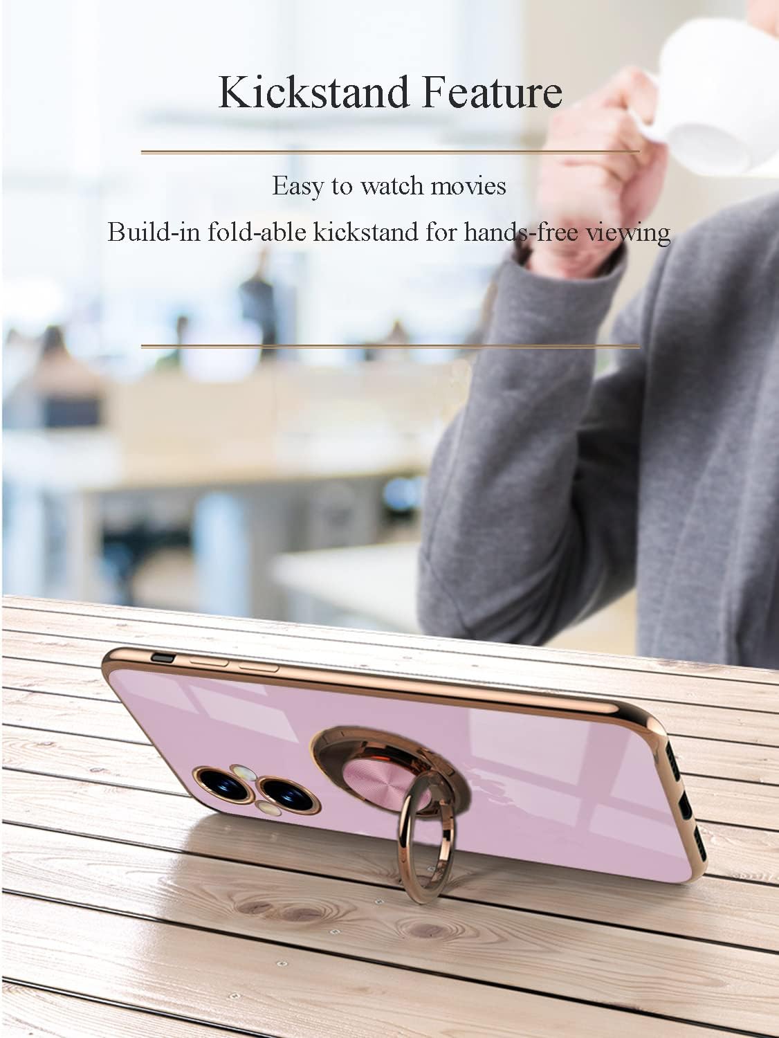 Yarxiawin Compatible for Oneplus Nord N20 5G Case Ring Holder Magnet Silicone, Oneplus N20 5G Case Thin Phone Case Aesthetic Black 360° Rotatable Metal Stand (Purple)  Yarxiawin   