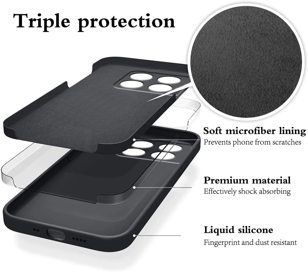 Wousunly Compatible with Oneplus 10 Pro Case Silicone Liquid Pink, Soft Smooth Touch Oneplus 10 Pro Phone Case Silicone Shockproof Thin Cover (Oneplus 10 Pro, Black)  Wousunly   