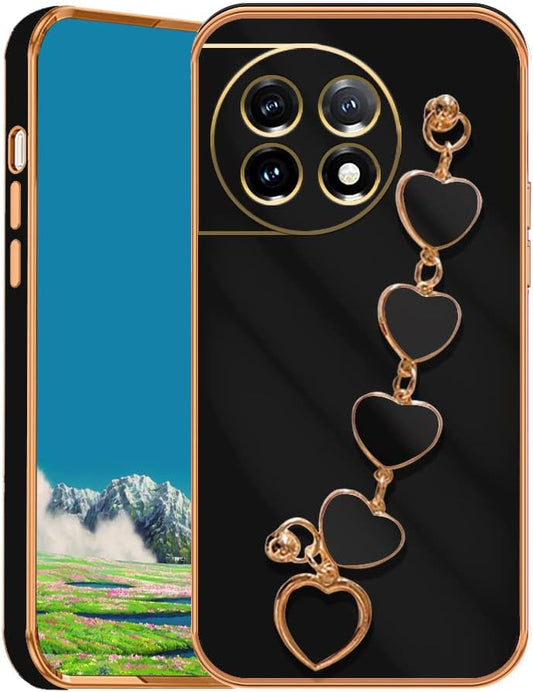 Jancyu Compatible with Oneplus 11 Case Silicone,Shockproof Phone Case for Oneplus11 with Strap Love Slim Protective Accessories Cute Cover for Women Girls (Black)  Jancyu Black  