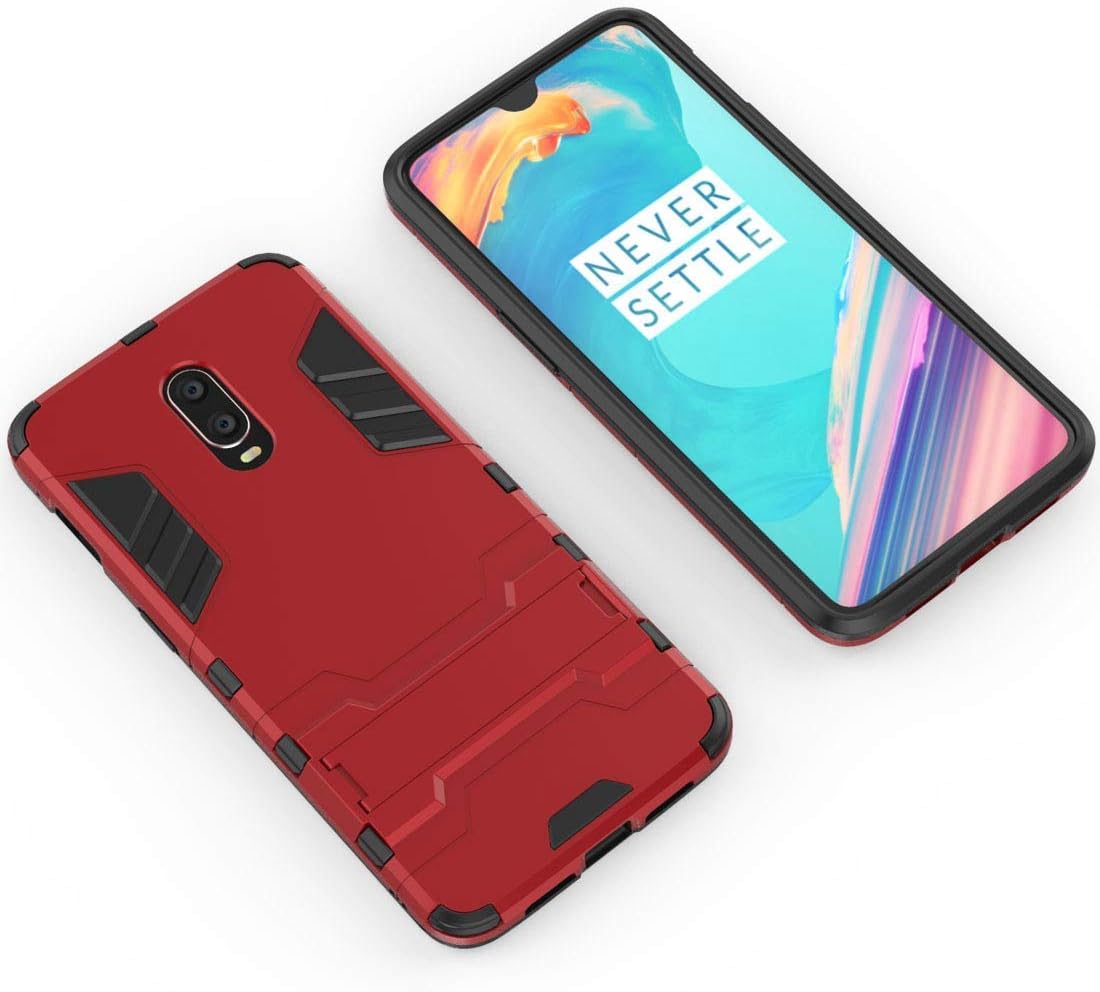 Maijin Case for Oneplus 6T / Oneplus 7 (6.41 Inch) 2 in 1 Shockproof with Kickstand Feature Hybrid Dual Layer Armor Defender Protective Cover (Red)  MaiJin   