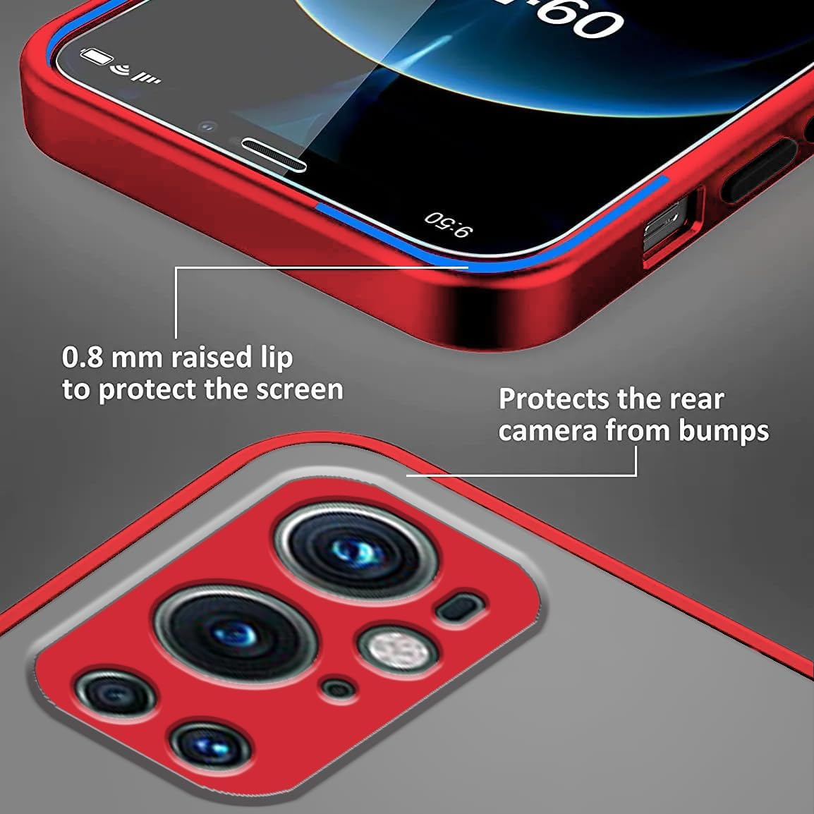 Jancyu Compatible with Oneplus 9 Pro Case Clear, Silicone Oneplus 9 Pro Phone Case Slim Shockproof Four Corner Airbags Drop Slip Protection Cover (Red)  Jancyu   
