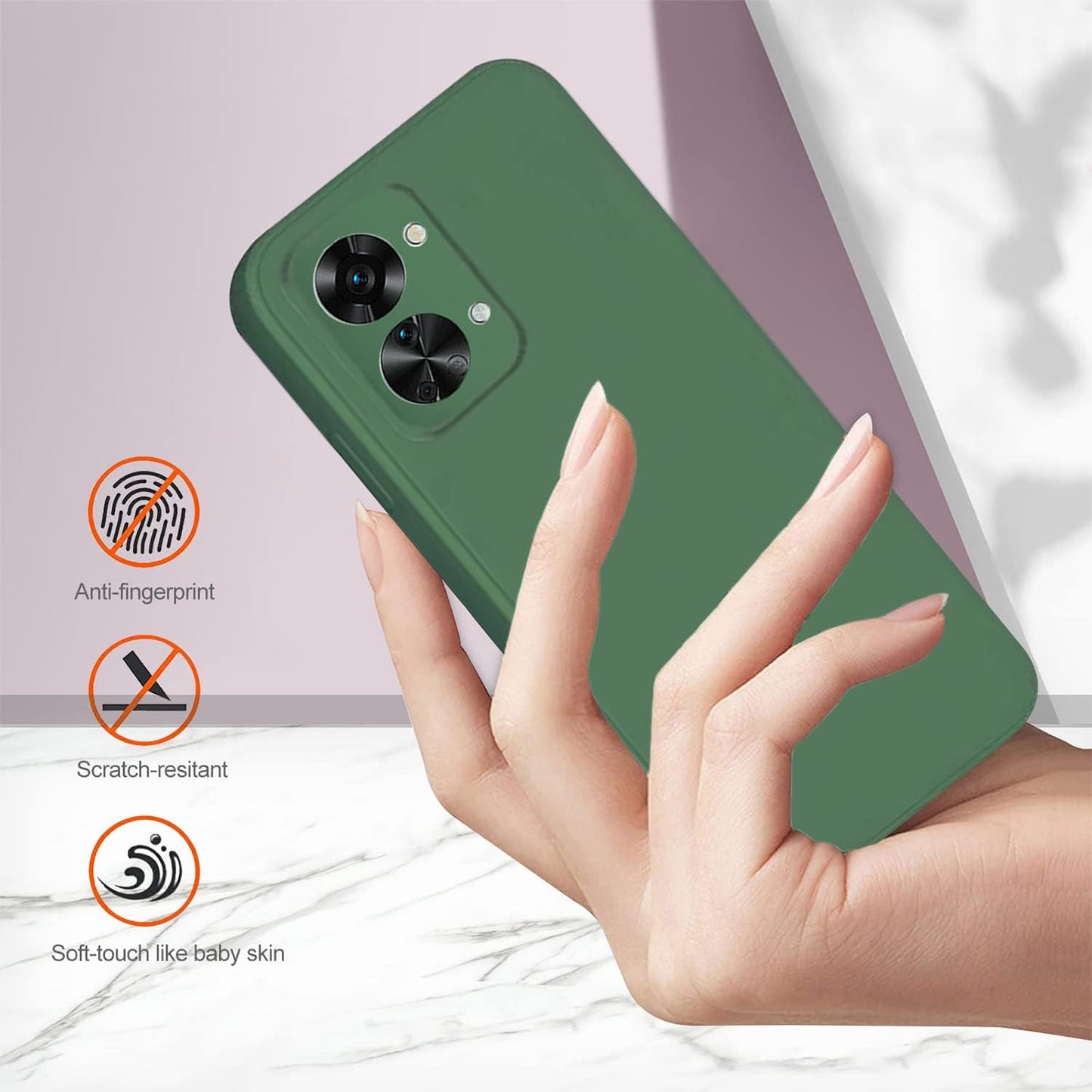Yarxiawin Compatible for Oneplus Nord 2T Case Silicone Purple, Soft and Silky Oneplus Nord 2T Phone Case Shockproof Cover Anti-Fingerprint (Dark Green)  Yarxiawin   