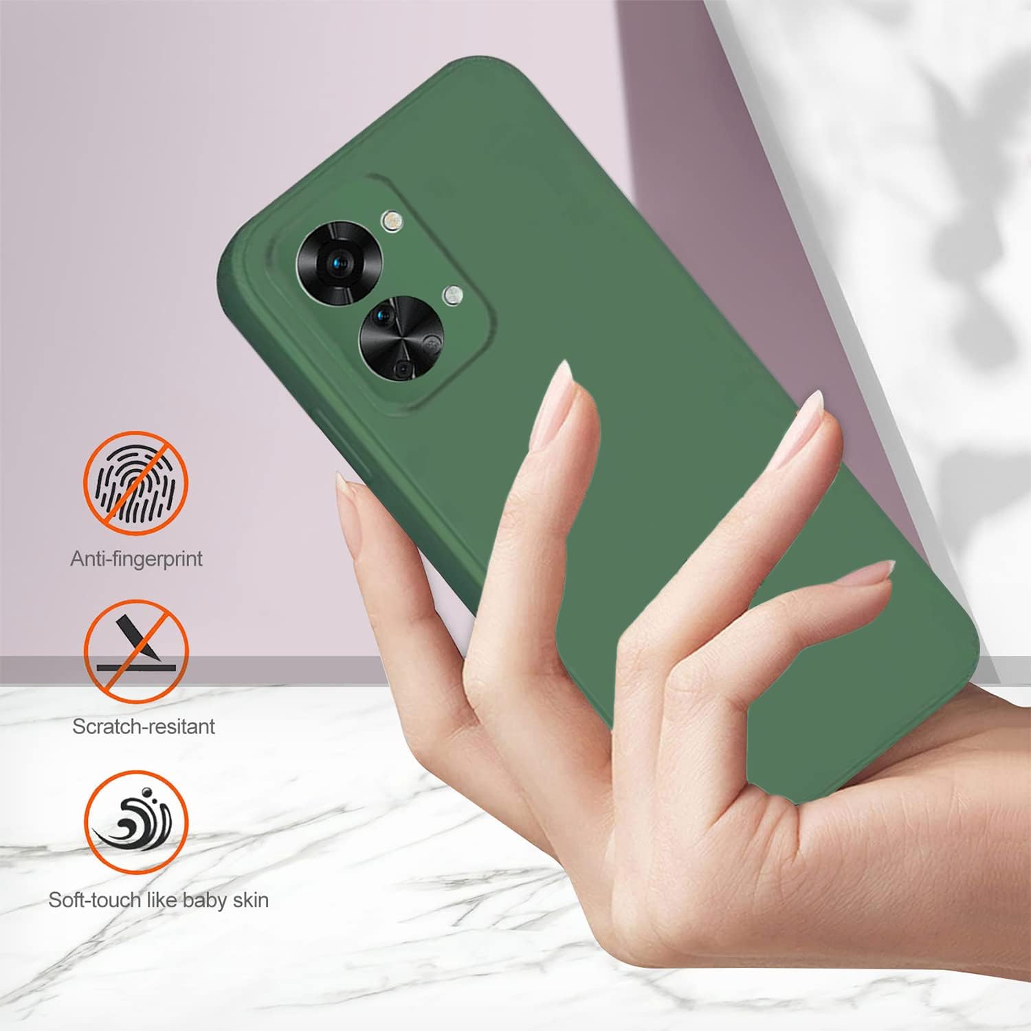 Yarxiawin Compatible for Oneplus Nord 2T Case Silicone Purple, Soft and Silky Oneplus Nord 2T Phone Case Shockproof Cover Anti-Fingerprint (Dark Green)  Yarxiawin   