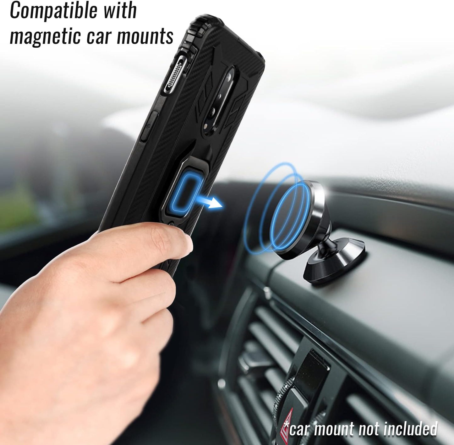 Shields up Oneplus 8 Case, 1+8 Case with Kickstand, | 10Ft. Drop Tested | Carbon Case | Ultra Slim | Lightweight | Scratch Resistant | Shockproof Rugged Protective Cover for Oneplus 8 -Black  Shields Up inc   