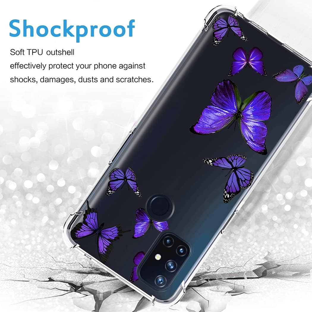 Vavies Case for Oneplus Nord N10 5G, Oneplus N10 5G Case for Girls Women, Slim Shockproof Clear Pattern Soft Flexible TPU Back Phone Protective Cover Cases for Oneplus Nord N10 5G (Purple Butterfly)  Vavies   