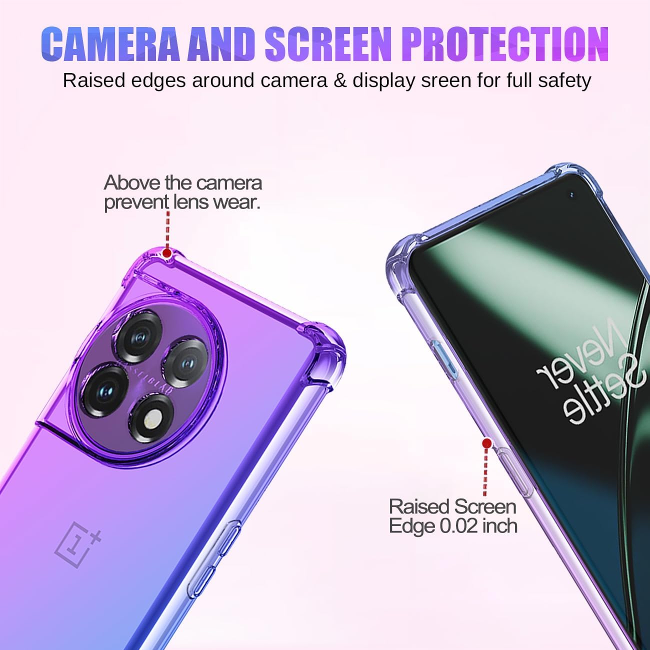 Gufuwo Case for Oneplus 11 Case, One plus 11 5G PHB110 Cute Case Girls Women, Gradient Slim anti Scratch Soft TPU Phone Cover Shockproof Protective Case for Oneplus 11 5G (Purple/Blue)  Gufuwo   