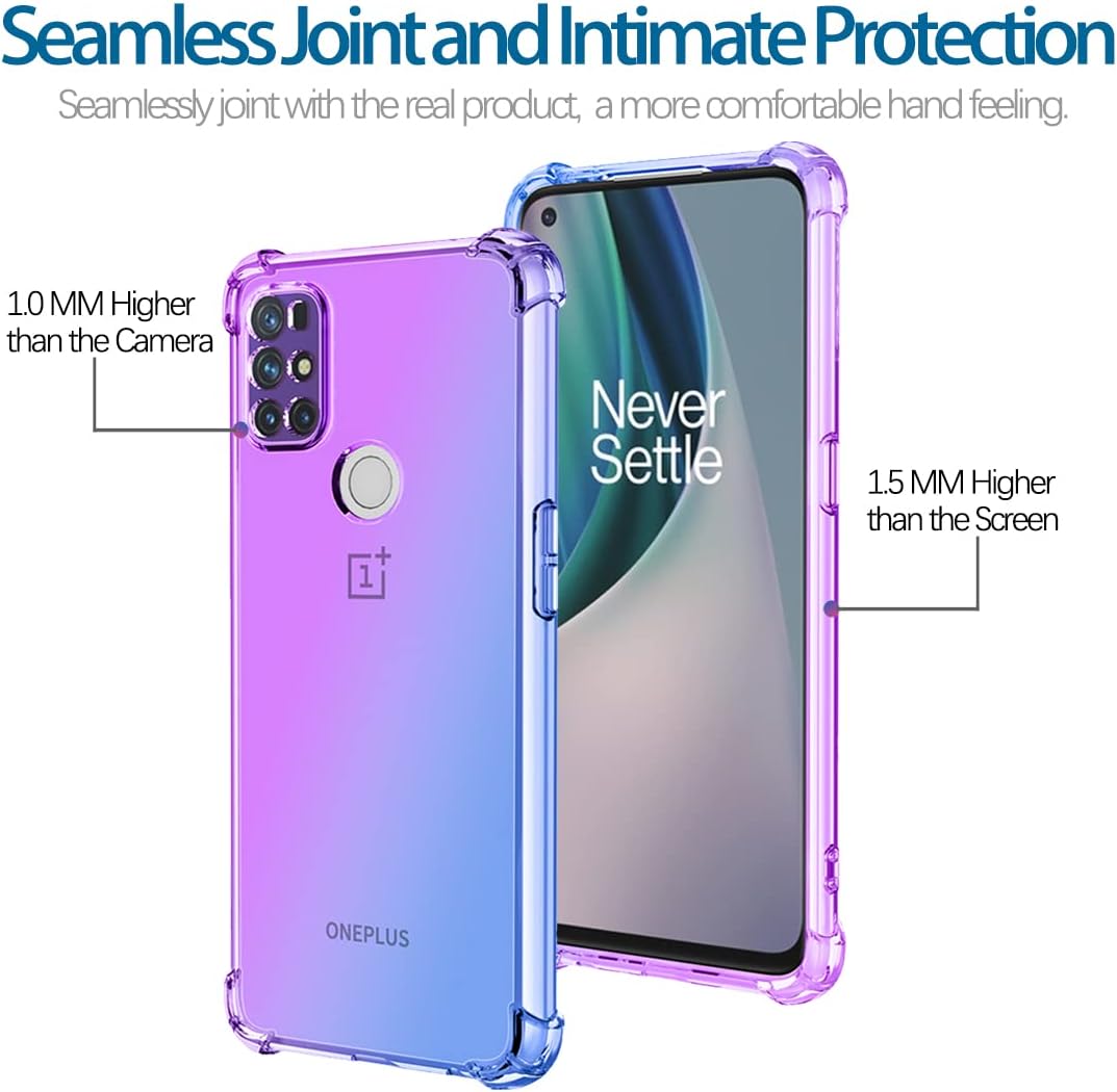KOARWVC Case for Oneplus Nord N10 5G Case,Oneplus N10 5G BE2029 Case, Crystal Clear Case Gradient Slim anti Scratch TPU Shockproof Protective Phone Cases Cover for Oneplus Nord N10 5G (Purple/Blue)  KOARWVC   