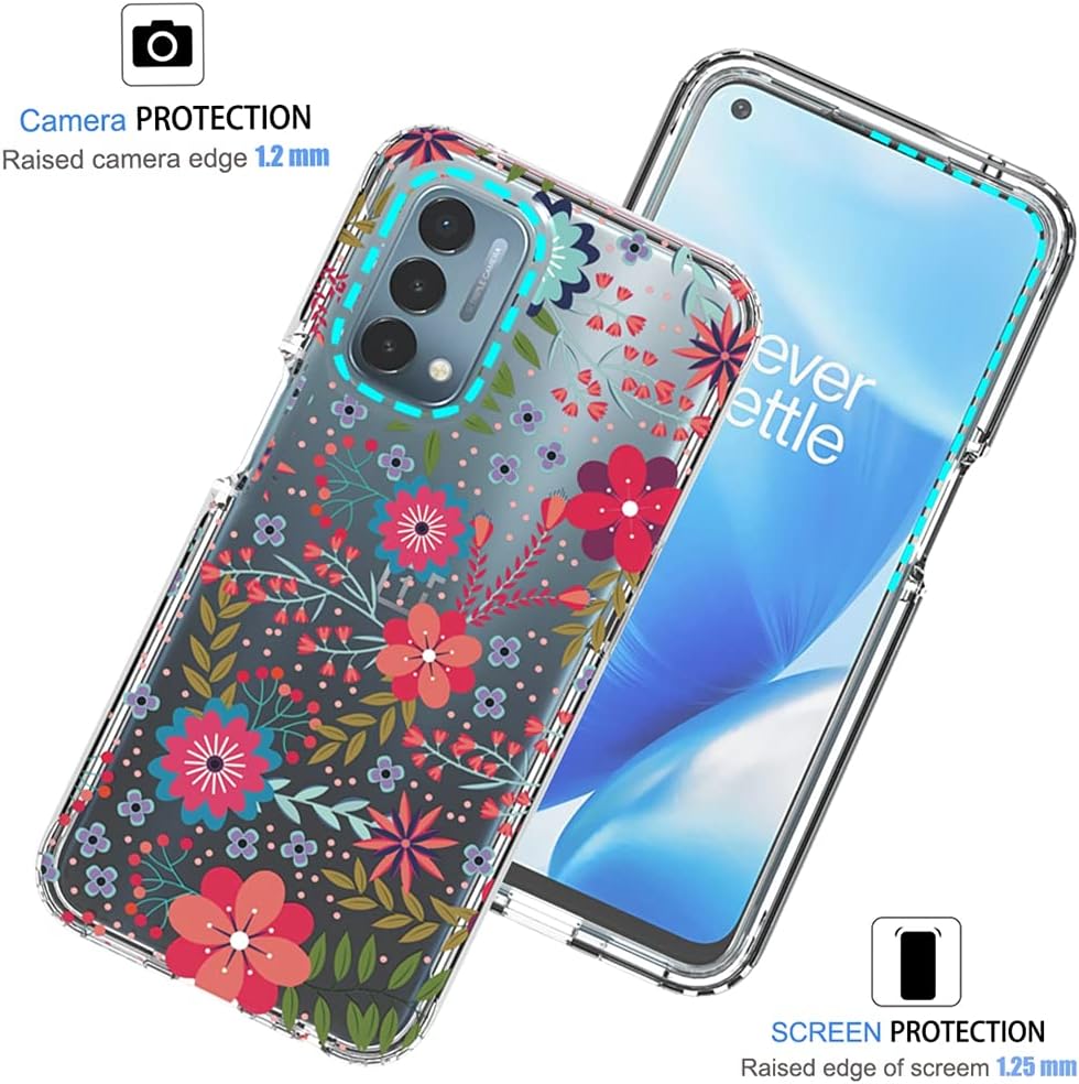 Vokuha Case for Oneplus Nord N200 5G, Oneplus N200 5G Case for Girls, Cute Floral Crystal Clear TPU Bumper Shockproof Protective Armor Cover for Oneplus Nord N200 5G (Floral Prints)  Vokuha   