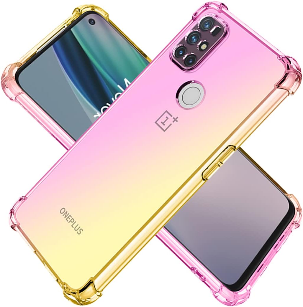 KOARWVC Case for Oneplus Nord N10 5G Case,Oneplus N10 5G BE2029 Case, Crystal Clear Case Gradient Slim anti Scratch TPU Shockproof Protective Phone Cases Cover for Oneplus Nord N10 5G (Pink/Purple)  KOARWVC Pink/Gold  