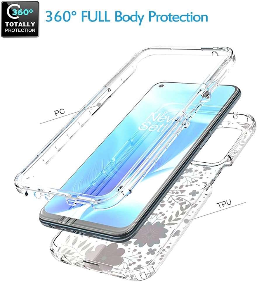 Vokuha Case for Oneplus Nord N200 5G, Oneplus N200 5G Case for Girls, Cute Floral Crystal Clear TPU Bumper Shockproof Protective Armor Cover for Oneplus Nord N200 5G (Floral Prints)  Vokuha   