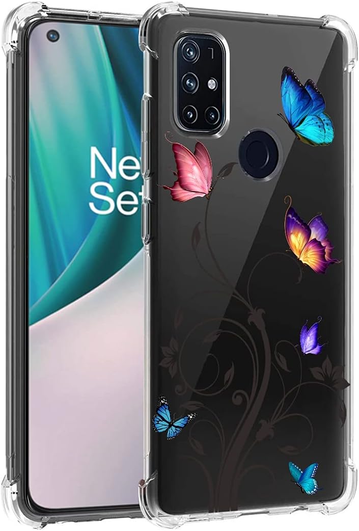 Bohefo Clear Case Compatible with Oneplus Nord N10 5G, Oneplus N10 5G Case for Girls Women, Cute Soft TPU Shockproof Protective Phone Case Cover for Oneplus Nord N10 5G (Butterfly)  Bohefo   