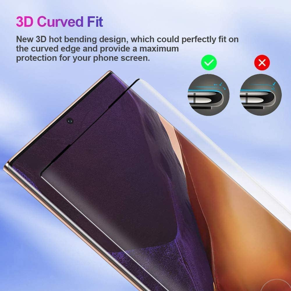 [2+2 Pack] Galaxy Note 20 Ultra Screen Protector Include 2 Pack Tempered Glass Screen Protector + 2 Pack Tempered Glass Camera Lens Protector,Easy Install,3D Curved for Samsung Galaxy Note 20 Ultra 5G  UIYTRAESTING   