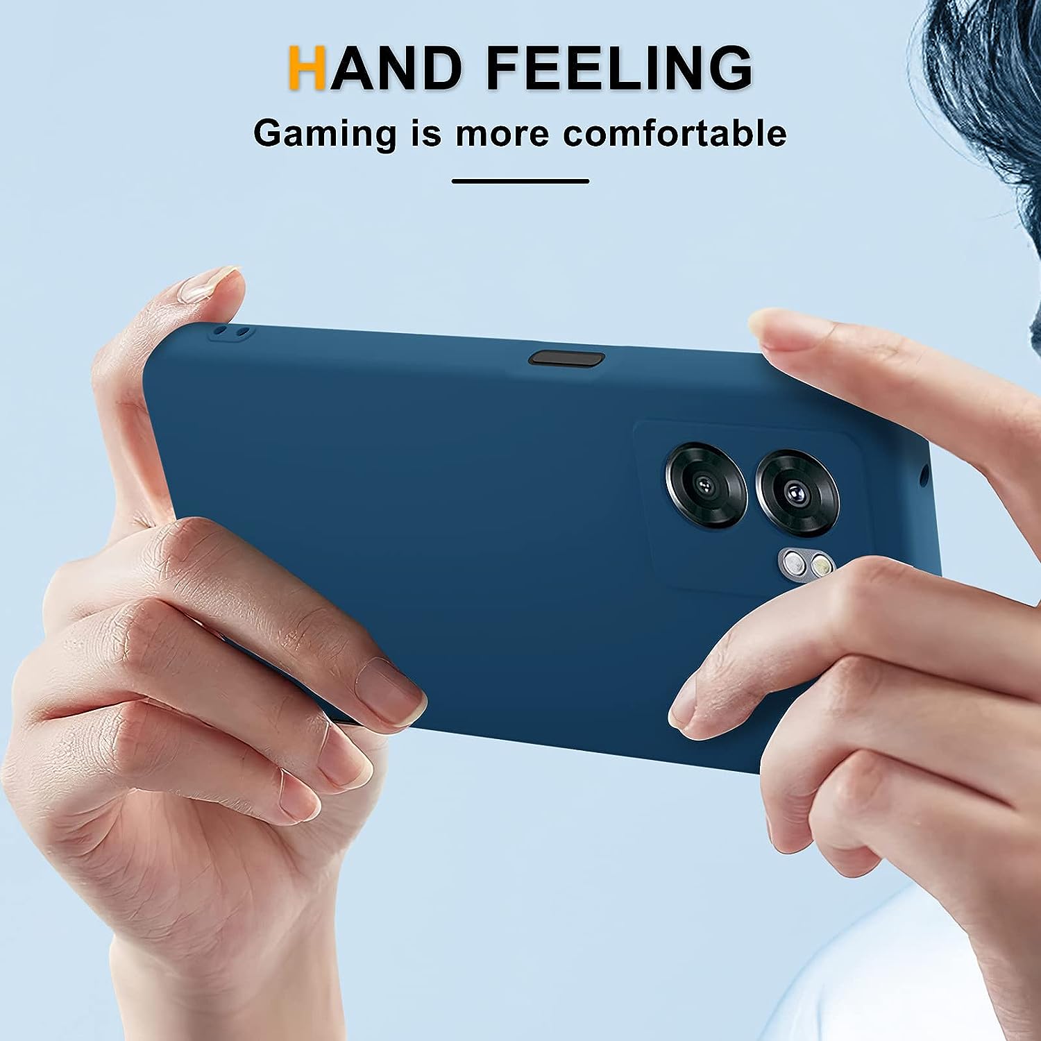 YENAPOON for Oneplus Nord N300 5G Case and 2 Pack Tempered Glass Screen Protector, Slim Liquid Silicone Shockproof Protective Case - Darkblue  YENAPOON   