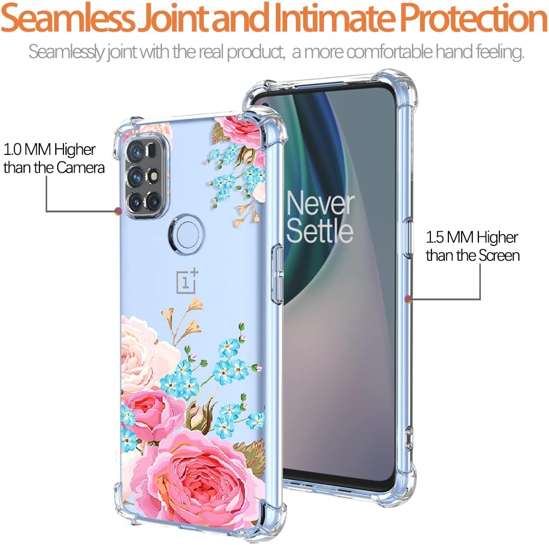 KOARWVC Case for Oneplus Nord N10 5G Case,Oneplus N10 5G BE2029 Case Clear with Design Soft TPU Shock Absorption Slim Floral Pattern Protective Back Cover Cases for Oneplus Nord N10 5G (Rose Flower)  KOARWVC   