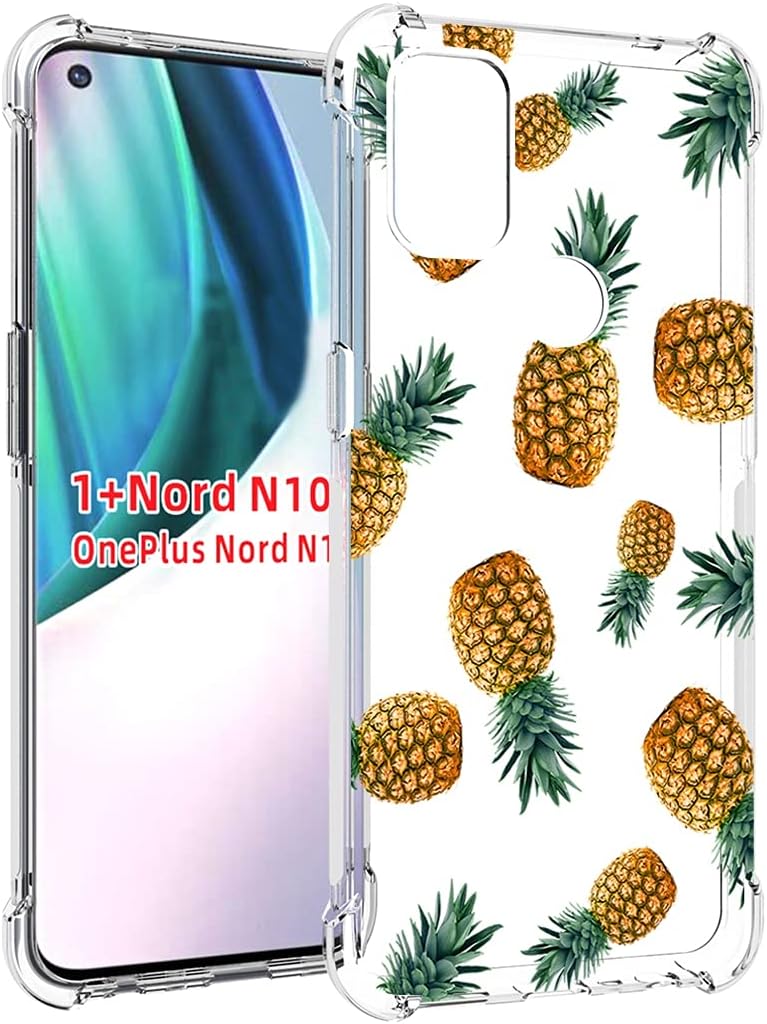 Vavies Case for Oneplus Nord N10 5G, Oneplus N10 5G Case for Girls Women, Slim Shockproof Clear Pattern Soft Flexible TPU Back Phone Protective Cover Cases for Oneplus Nord N10 5G (Pineapple)  Vavies   