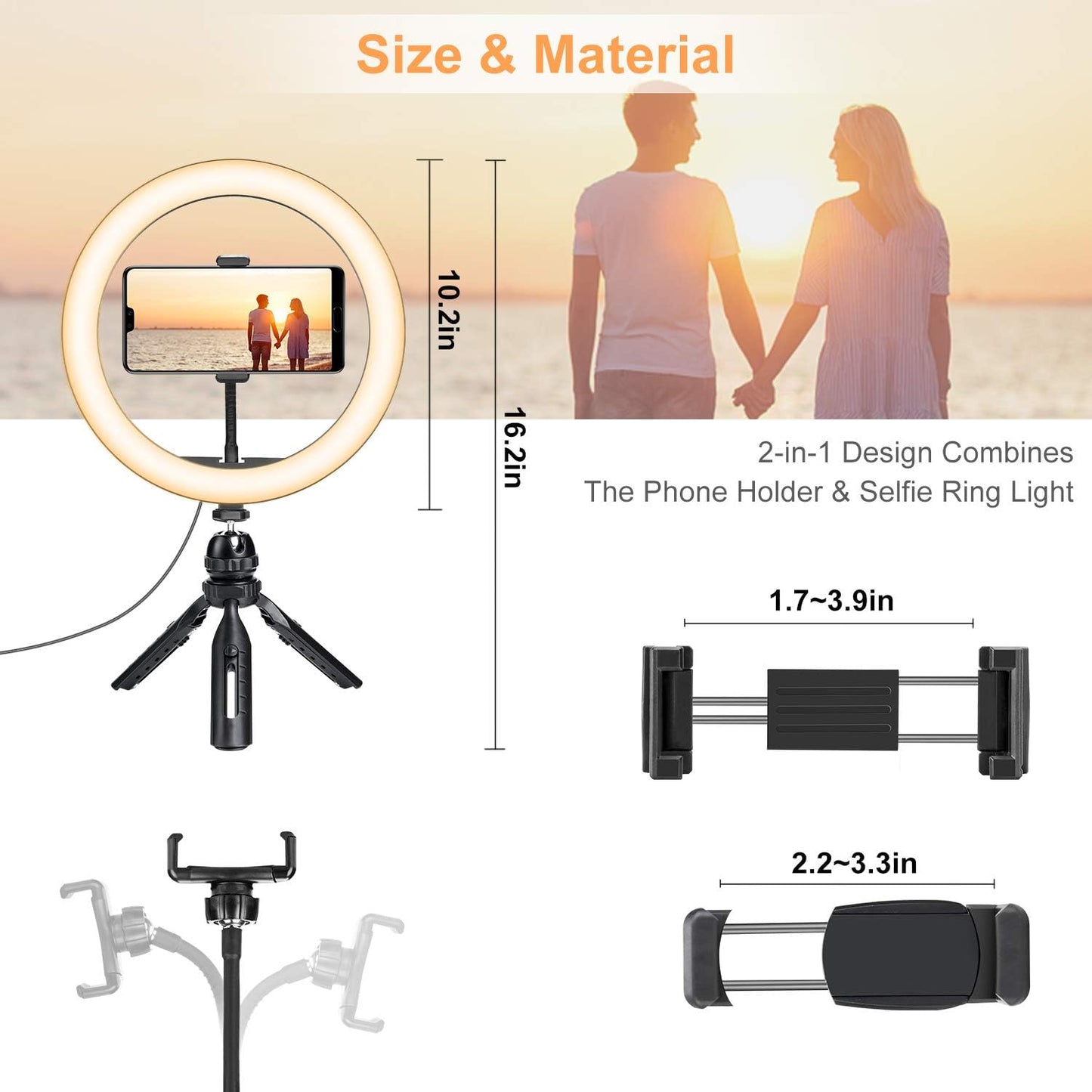 Selfie Ring Light 10" with Tripod Stand Cell Phone Holder and Remote Control,Dimmable LED Ring Light with 3 Light Modes and 10 Brightness Level for Iphone/Android Phone,Youtube,Live Stream,Photography  Leypin   