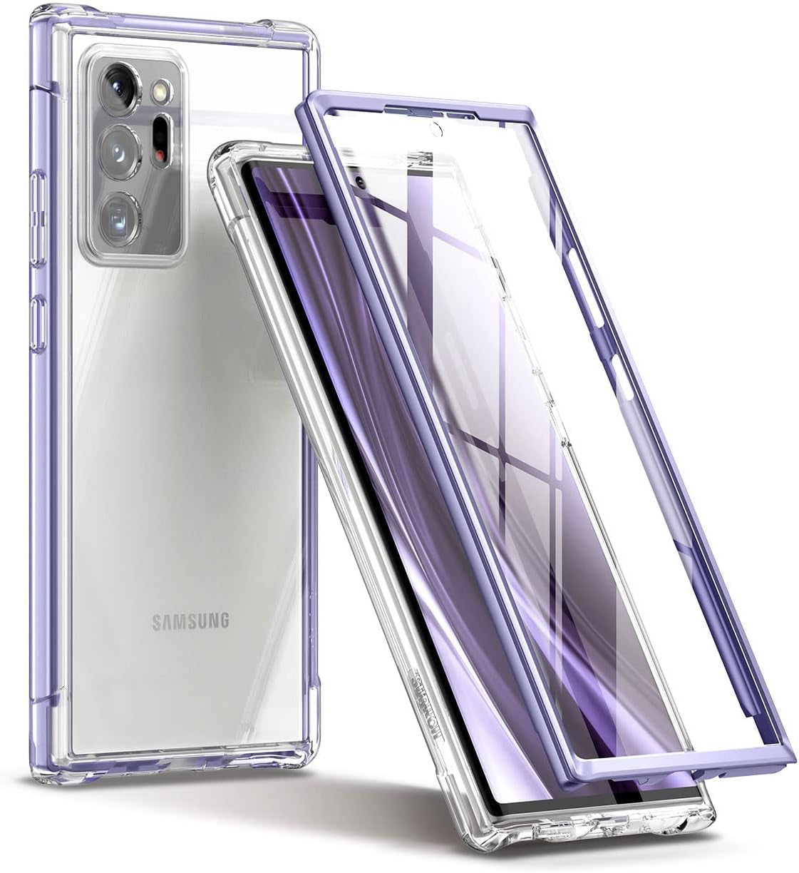 SURITCH Clear Case for Samsung Galaxy Note 20 Ultra (Only) 6.9-Inch, [Built-In Screen Protector] Full Body Protection Bumper Shockproof Rugged Protective Phone Cover for 20 Ultra -(Dark Magenta)  SURITCH Lavender Blue  