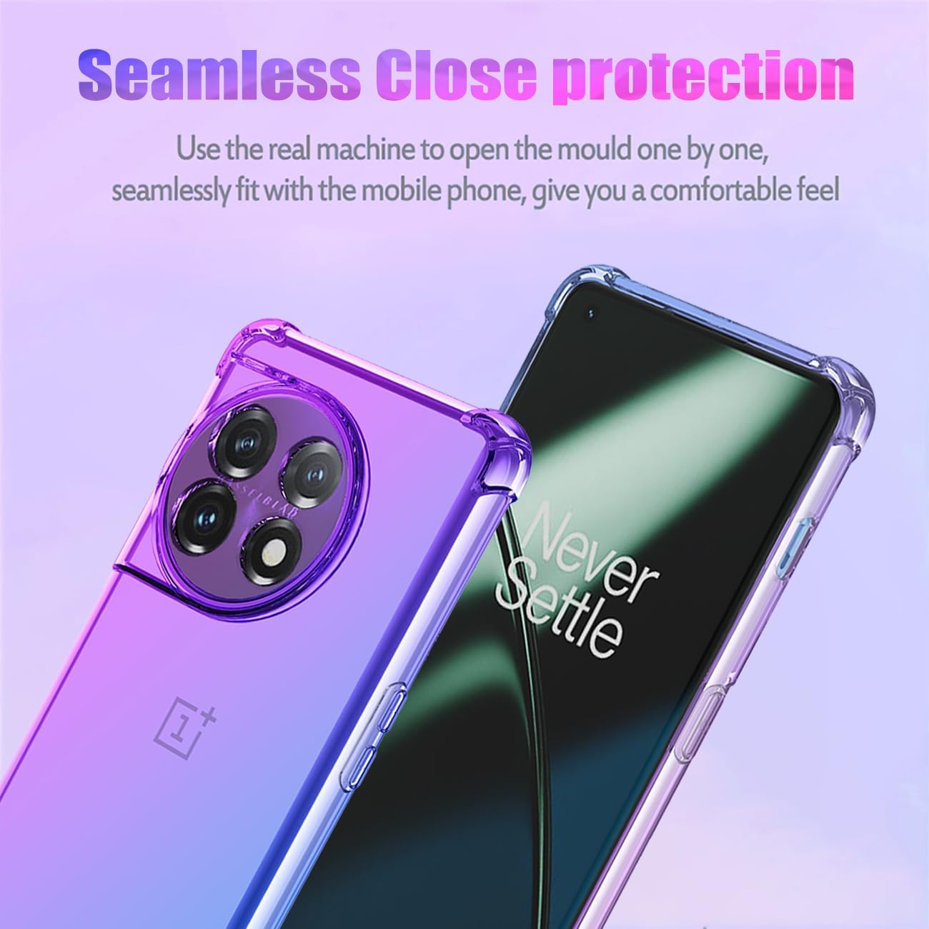 Gufuwo Case for Oneplus 11 Case, One plus 11 5G PHB110 Cute Case Girls Women, Gradient Slim anti Scratch Soft TPU Phone Cover Shockproof Protective Case for Oneplus 11 5G (Purple/Blue)  Gufuwo   