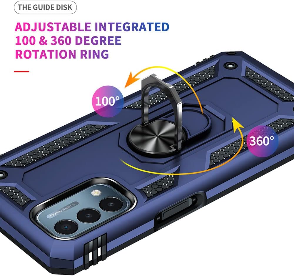 Aozuoton Oneplus Nord N200 5G Case: Military Grade 16Ft Drop Tested, Ring Shockproof Protective Cover with HD Screen Protector, Blue  Yanmen   