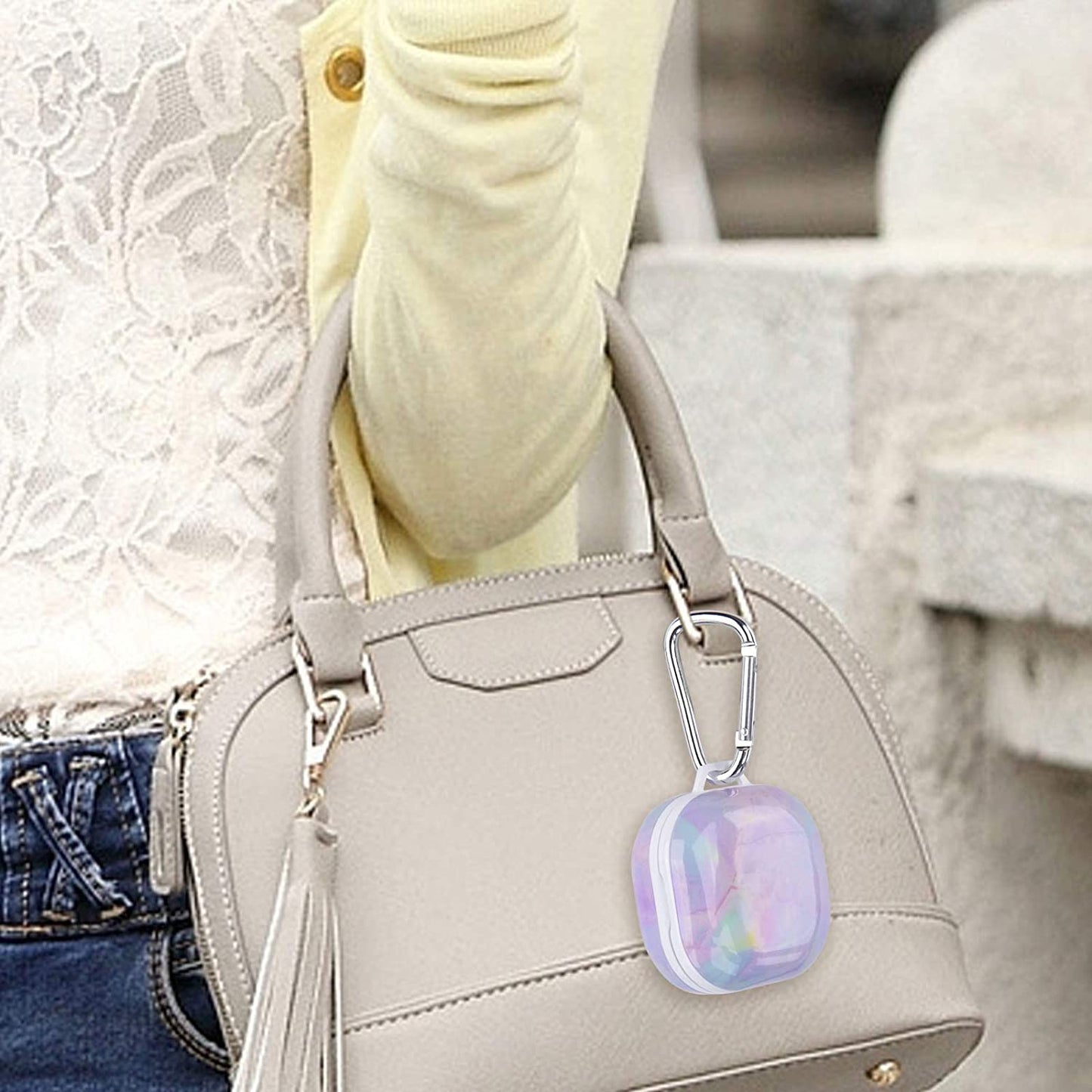 OLEBAND Galaxy Buds 2 Pro/Buds Live/Buds Pro/Buds 2 Case with Cute Pattern and Keychain Accessory,Hard Cover for Women and Girls,Colorful Marble  OLEB   