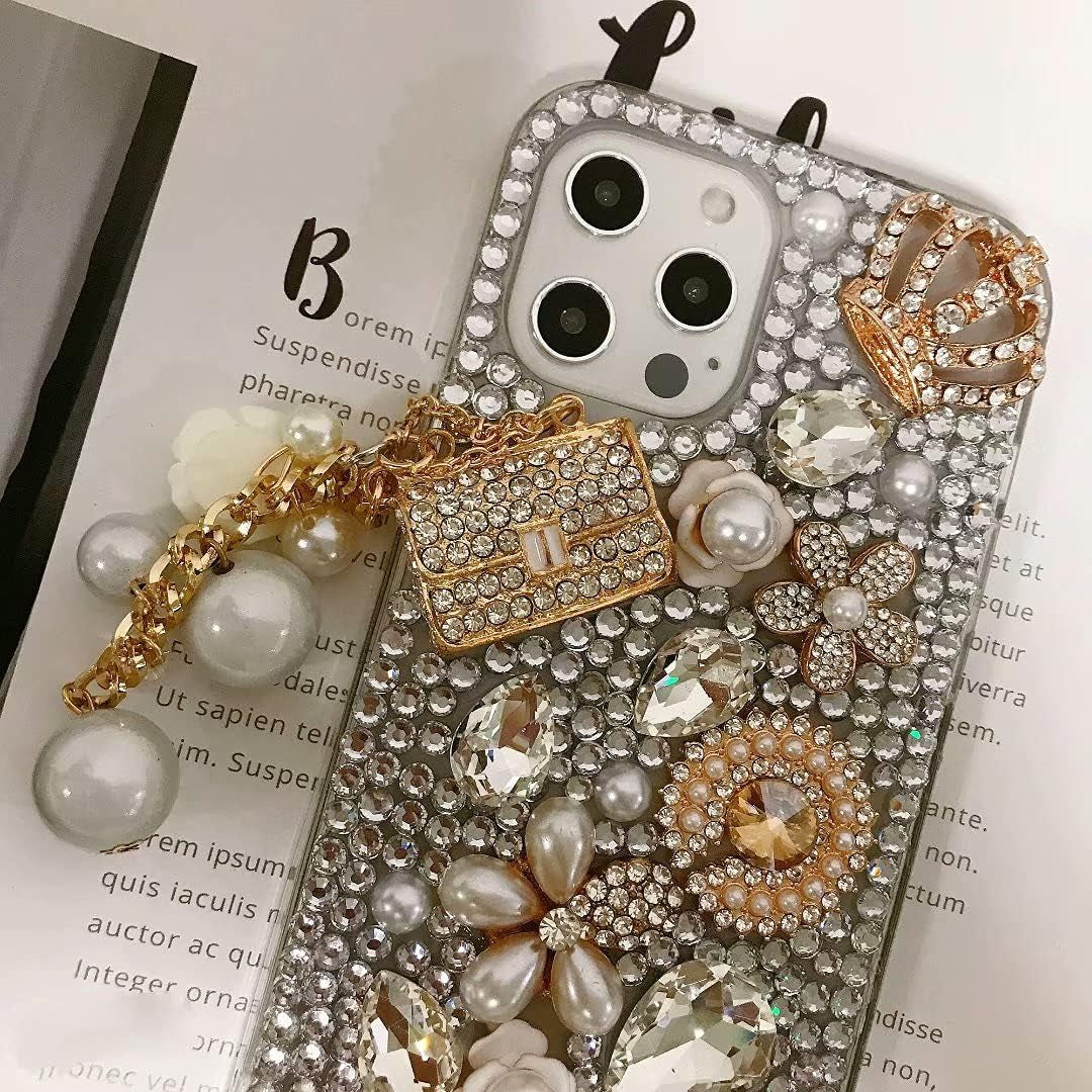 Max-Abc Compatible with Google Pixel 5 Glitter Case,Women Girls 3D Diamond Bag Pendant High Heel Crown Bling Glitter Shiny Crystal Rhinestone Protective Phone Case Cover  Max-ABC   