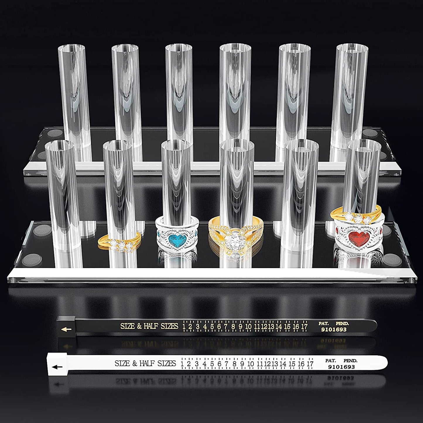 2 Pcs Hand Ring Holder Jewelry Stand, Ring Storage Holder Jewelry Display Stands Crystal Clear Acrylic Finger Ring Jewelry Ring/Wedding Ring Display Support Holder Decorative for Women Girls Room, Clear 2Pcs  N\C   