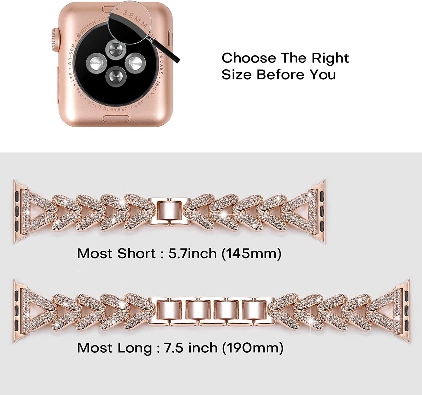 Add Bling to Your Watch with Our Metal Diamond Band - Compatible with Apple Watch Series 8/7/6/5/4/3/2/1/Se/Ultra- Shiny and Stylish for Women in Sizes 38Mm 40Mm 41Mm 42Mm 44Mm 45Mm 49Mm  Dnoivr   