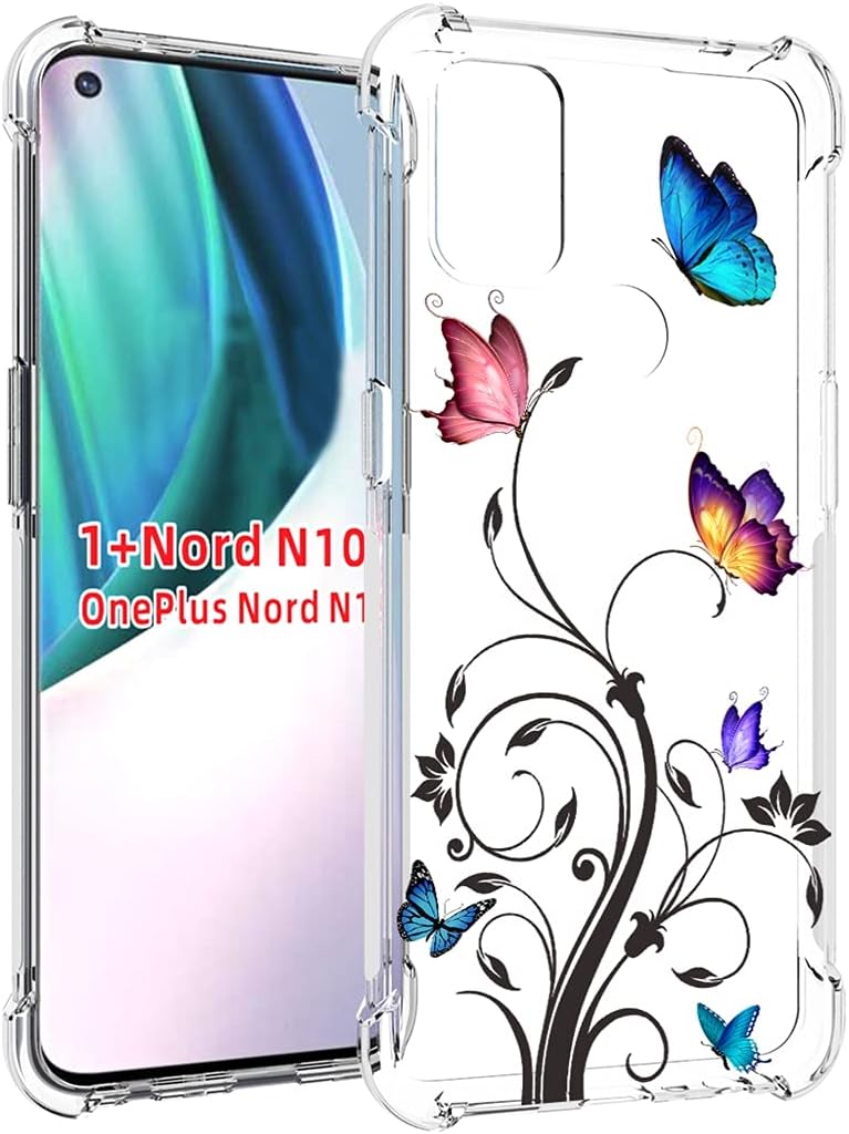 Bohefo Clear Case Compatible with Oneplus Nord N10 5G, Oneplus N10 5G Case for Girls Women, Cute Soft TPU Shockproof Protective Phone Case Cover for Oneplus Nord N10 5G (Butterfly)  Bohefo   