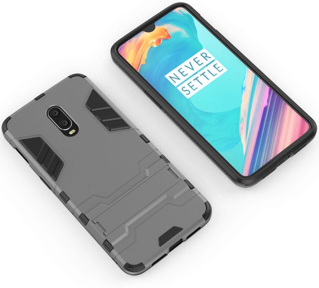 Maijin Case for Oneplus 6T / Oneplus 7 (6.41 Inch) 2 in 1 Shockproof with Kickstand Feature Hybrid Dual Layer Armor Defender Protective Cover (Grey)  MaiJin   