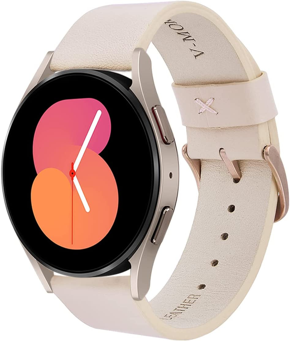 V-MORO Leather Strap Compatible with Galaxy Watch 5/4 Band 40Mm 44Mm/Galaxy Watch 4 Classic 42Mm 46Mm 20Mm Watch Band with Rose Gold Stainless Steel Buckle Replacement for Galaxy Watch 42Mm/Active 2  V-Moro   