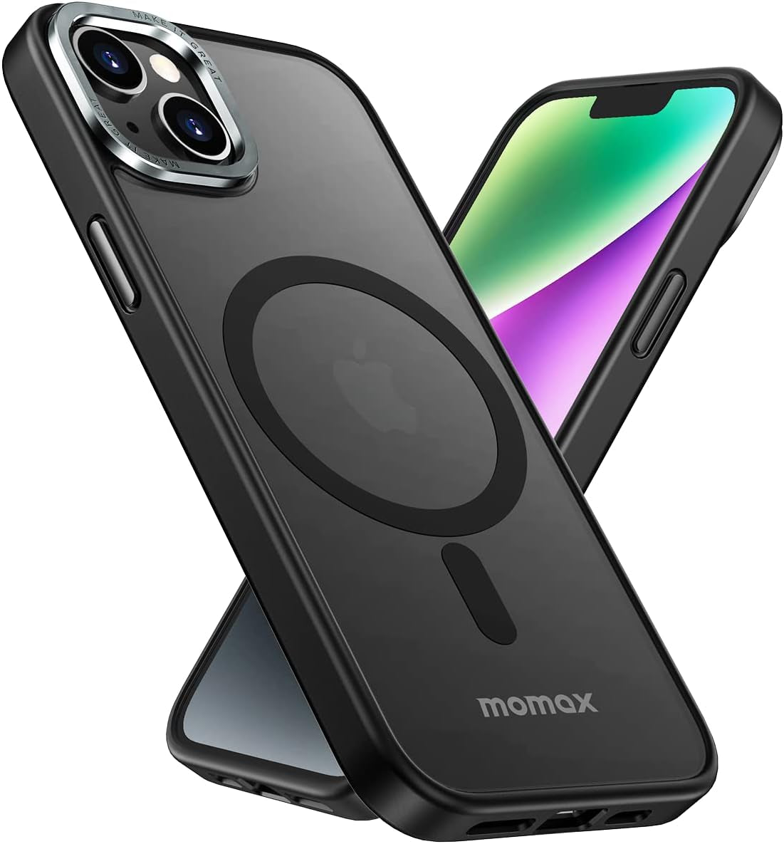 MOMAX Magnetic Phone Case, Translucent Matte Magnet Phone Case with Aluminum Alloy Camera Frame, Shockproof Iphone 14 plus Hybrid Case with Magnet, Compatible with Magsafe Case for Iphone 14 Plus  Momax Technology Ltd.   