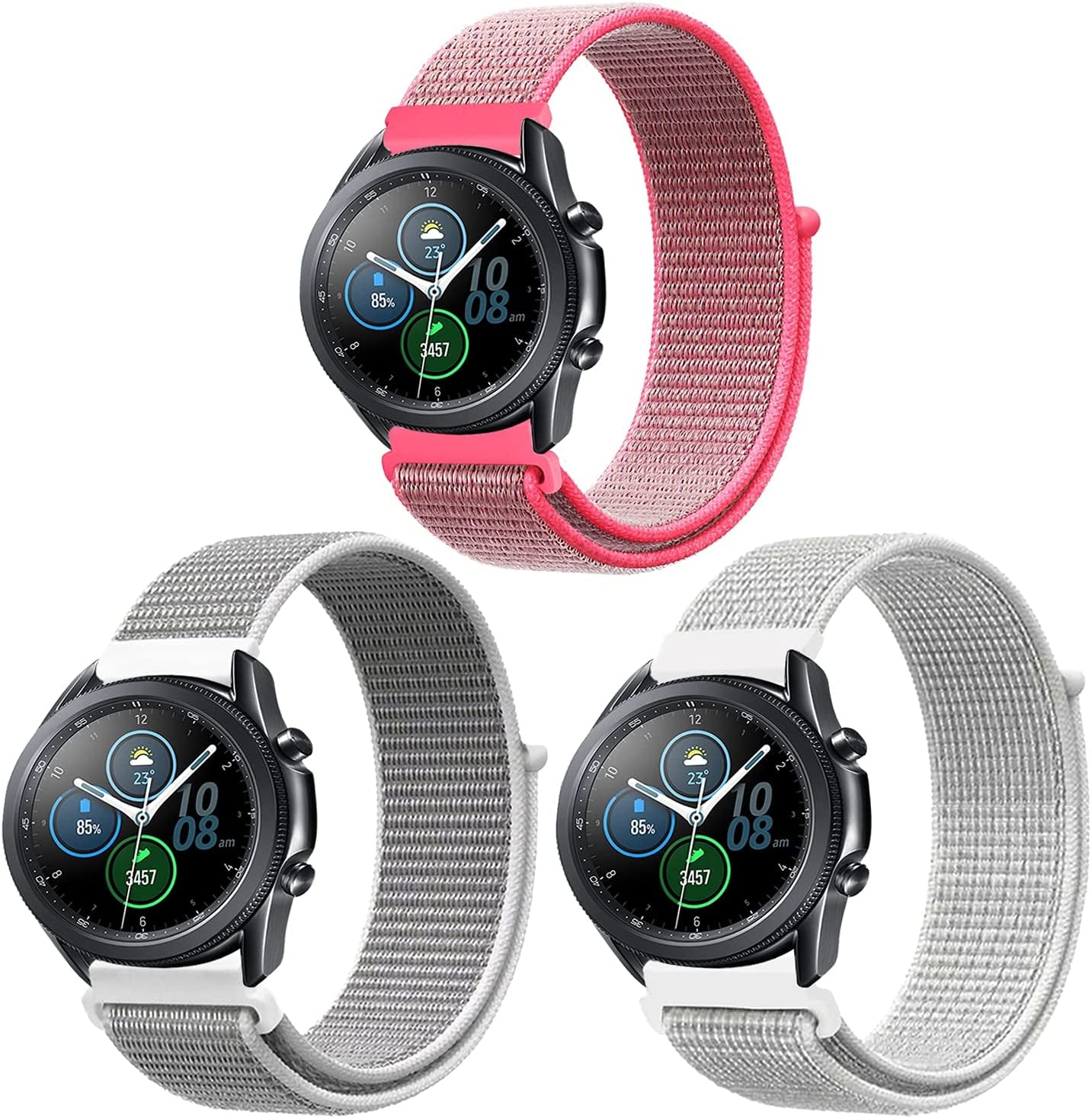 Morsey 22Mm Soft Nylon Watch Bands Compatible for Samsung Galaxy Watch 46Mm/Watch 3 45Mm/Gear S3 Frontier/Classic, Sport Strap Wristband Replacement Bracelet for Women Men (Black)  Morsey 3P3  