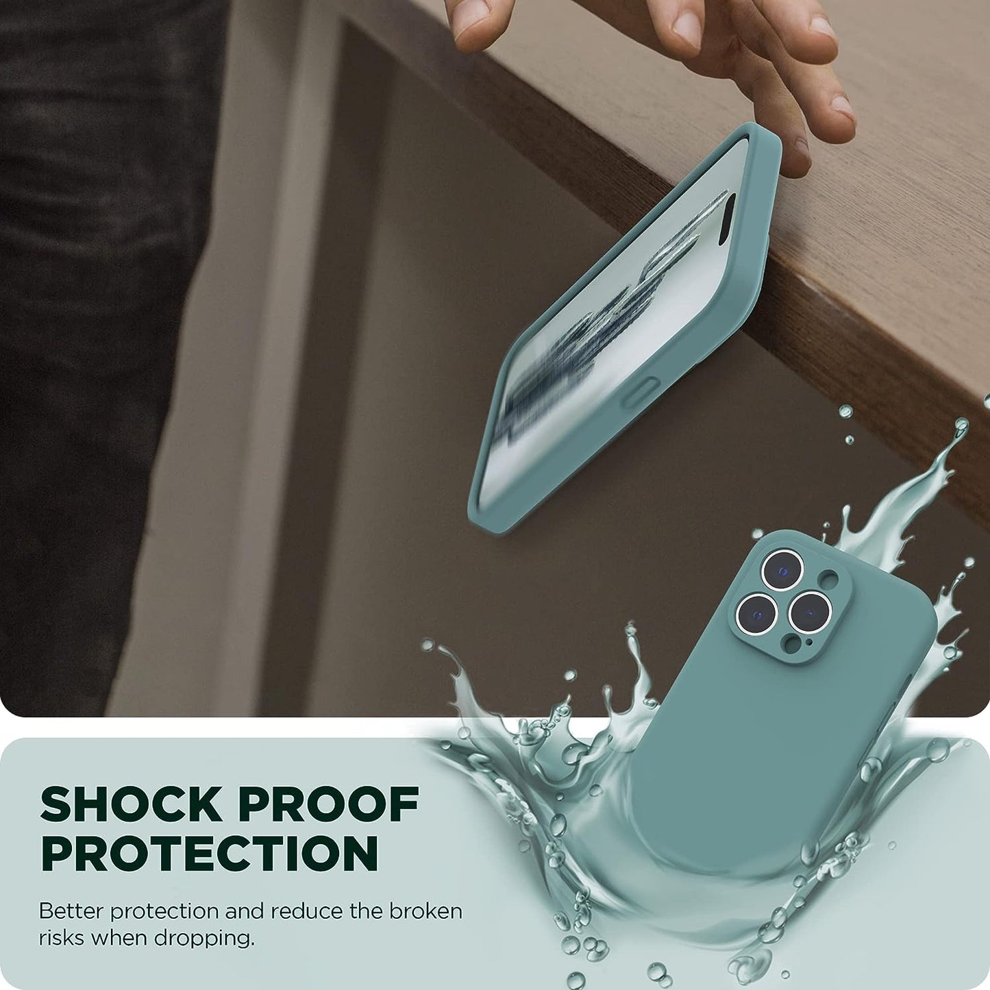 SURPHY Designed for Iphone 14 Pro Case with Screen Protector, (Camera Protection + Soft Microfiber Lining) Liquid Silicone Phone Case, Cactus Green  SURPHY   